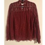 Xhilaration Women's burgundy Lace Long Sleeve Blouse M Photo 1