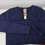 PINK - Victoria's Secret PINK VICTORIA SECRET SEAMLESS LONG-SLEEVE CROP TOP Midnight Navy Size L Photo 4