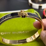 Tory Burch NWOT Black and Gold Hinged Bracelet Photo 6