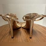 Schutz Women’s Leather Altina Gold High Ankle Wrap Embossed Stiletto Heels 8.5 Photo 4