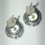 Sparkling Silver Tone CZ Rhinestones Stud Earrings Photo 2