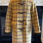 Yellow Brown Plaid Winter Coat Hooded Womens Photo 12