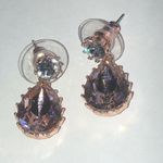 Elegant Rose Gold Tone Pink Teardrop Crystal Earrings Photo 1