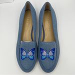 Talbots Ryan denim embroidery butterfly flats women’s Size 6M Photo 2