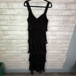 Lulus Elegant Nature Black Pleated Sleeveless Tiered Maxi Dress Size Large Photo 2