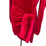 Yumi Kim Tie Me Over Red Velvet Dress Long Sleeve Wrap Tie Size Large Photo 5