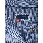 Pilcro Anthropologie  Boho Blue White Pinstripe Beaded Embellished Button-up S Photo 5