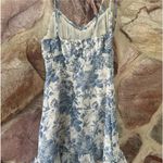 Commense Floral Print Ruffle Hem Knotted Short Dress size small Blue Photo 3