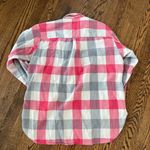 Loft red and grey plaid flannel button up 100% cotton Photo 1