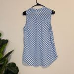 French Laundry  Blue Checkered button up Sleeveless Blouse Photo 3