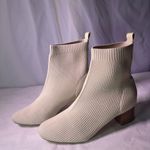 Joie  Cream Ribbed Ankle Booties Photo 4