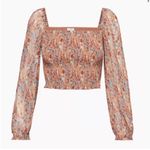 Aritzia Wilfred Saga Square Neck Smocked Chiffon Puff Sleeve Top Photo 0