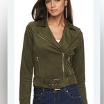 Jennifer Lopez JLO Faux Suede Belted Moto Jacket Olive Green Large NWOT Photo 0