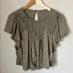 Anthropologie  olive green ruffled swing tee shirt Photo 1