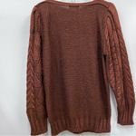 Vtg made in France Cozy Brown Diamond Cable Knit Sweater pullover no size tag Size M Photo 7