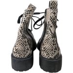Linea Paolo Moto Boot 5.5 Snakeskin Print Lace Up Ankle Boots Combat Booties Gray Photo 5