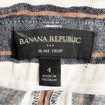 Banana Republic  Blake Linen Cropped Pants Size 4 Wide Leg Gray White Tan Stripe Photo 10