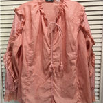 Sheilay Peach Crochet Long Balloon Sleeve Tie/Ruffle Neck Blouse‎ Size M Boho Orange Size M Photo 0