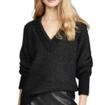 Veronica Beard  Mirnie Metallic V-Neck Long Relaxed Oversized Sweater Black XL Photo 0