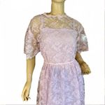 VINTAGE CIRCA 1960'S LAVENDER PURPLE LACEY PARTY DRESS W/SLIP AND BELT (M) Size M Photo 9