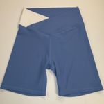 Wilo The Label Blue/White Athleisure Set Criss Cross Sports Bra Shorts Size M/L Blue Size L Photo 1