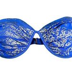 Catalina Vtg  Bikini Top Sz 12 Aztec Egyptian Print Blue Gold Underwire Photo 0