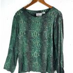 Nue Options S Snake Pattern Sequined Green Women's Top Photo 0