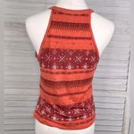 Mudd  High Neck Halter Tank Top Boho Print Rust/Brick-Large Photo 1