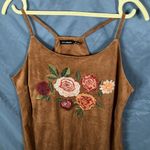 Blu Pepper : Chocolate Suede Like Embroidered Floral Dress- Side zip- M Photo 6