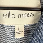 Ella Moss Denim Trucker Jacket Women Large Blue Distressed Button Front Western Photo 3