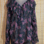 Victoria's Secret Vintage Gold Label Sheer Floral Paisley Peasant Blouse M/L Photo 0