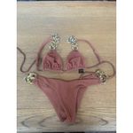 SAME Bikini SET Gold Chain Burnt Sienna Triangle Top Size S and bottoms Size M Photo 1