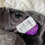 Windsor  gray floral lace bodice tulle mini formal dress Photo 6