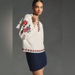 Farm Rio NWOT / Anthropologie | Embroidered Peasant Boho Puff Sleeve Blouse, L Photo 1