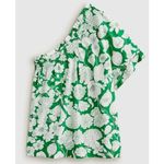 J.Crew Kelly Green Floral Smocked One-shoulder Cotton Summer Preppy Top Medium Photo 1