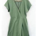 Madewell  Cross Front Flutter Sleeve Mini Dress Small Sage Green V Neck Textured Photo 0