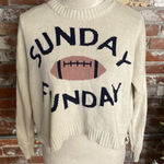 Moon & Madison Sunday Funday Football Cream Knit Sweater Size S Photo 0