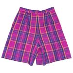 Vintage 90s Casual Corner High Waisted Pink Purple Plaid Linen Shorts Sz 12 USA Photo 1