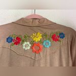 Uncle Frank Brown Multi Color Floral Embroidered Boho Collared T-Shirt Dress L Photo 3