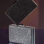 BCBGMAXAZRIA Sonia Blue Crystal Mesh Satin Frame Clutch Photo 2