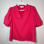 Sugar Lips Gretna Organza Check Puff Sleeve Blouse Red M Photo 1