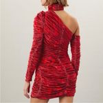 ALIETTE Red Velvet Cold Shoulder Ruched Bodycon‎ Gothic Punk Mini Dress 0 Red Photo 2