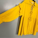 Urban Outfitters NWT  Claudia Crinkle Tie-Front Babydoll Top Yellow Women’s M Photo 5