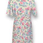 Vintage Dress Pastel Yellow Pink Granny Floral Printed Flowy Short Sleeve Midi Size M Photo 6