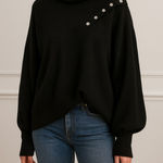 Marissa Webb Black Turtleneck Oversized Balloon Sleeve Sweater Size L Photo 0