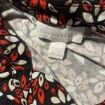 Charter Club  Shirt Womens L Button Up Floral Red Black Blouse Stretch Tab Sleeve Photo 1
