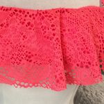 Neon Coral Crochet Lace Bikini Halter Orange Size XL Photo 6
