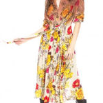 Aratta Silent Journey Boho Floral Western Velvet Collar Dress/Duster S Yellow Photo 0