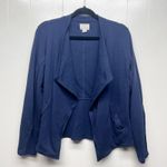 Caslon  Open Front Long Sleeve Blue Women's Cotton Cardigan Sz Large Side Pockets Photo 0
