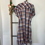 Finley‎ Newburyport Plaid Blue White Peach Shirt Dress Size Small Photo 3